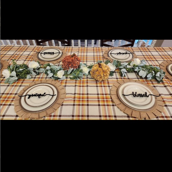 Grateful Thankful Gather Blessed Black Wood Cut Out Table Decor Script Writing - Picture 16 of 16